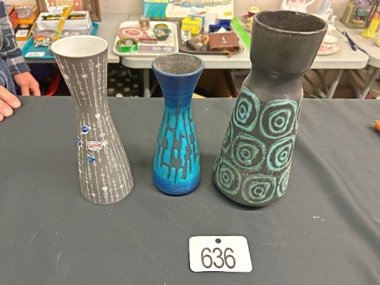 3 Pottery Vases