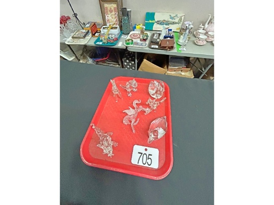 Tray of Crystal Figurines