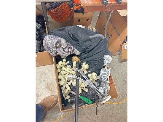 Box of Halloween Costumes and Décor