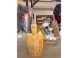 Wooden Crate of Folk Art and Charcuterie Board