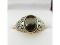 Sterling Silver 22kt Gold Plated Natural Black Star Sapphire Ring
