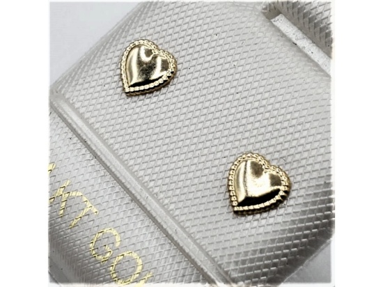 14kt Yellow Gold Plain Heart Shape Earring