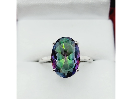 Sterling Silver 13.98 x 9.95mm Mystic Quartz Ring