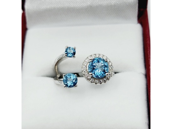Sterling Silver 5.8 x 3 mm Natural Blue Topaz Ring