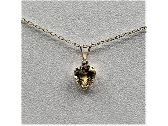 Natural Citrine Pendant With Gold Plated Sterling Silver Chain