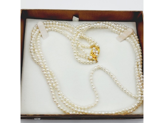 Freshwater Pearl 5.4 x 4.2mm, 17" Princess Length Necklace