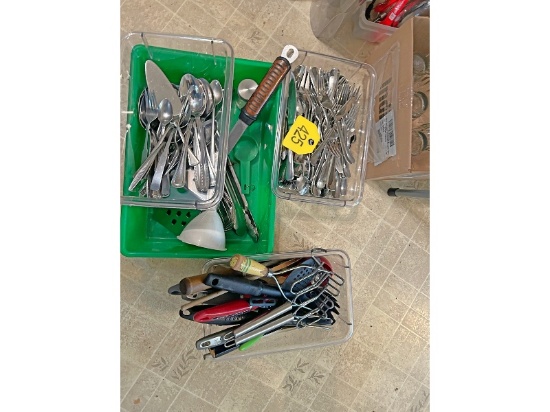 3 Bins of Silverware