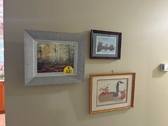 Framed Watercolors Signed & Needle Point