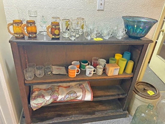 Assorted Glasses and Shelf