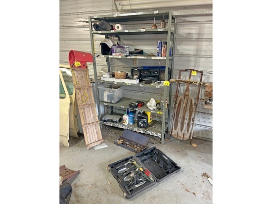 6 Tier Metal Shelf & Contents