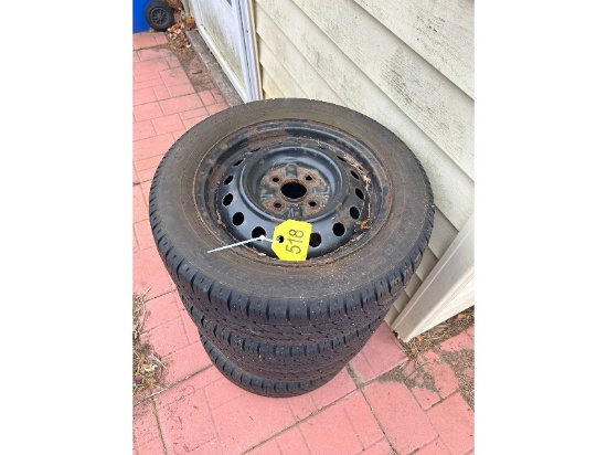 4-185/60R14 Tires on 4 Bolt Steel Rims