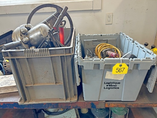 2 Totes & Contents, Dodge Truck Parts, Soldering Tools, Etc.