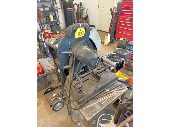 Chop Saw on Wheeled Stand