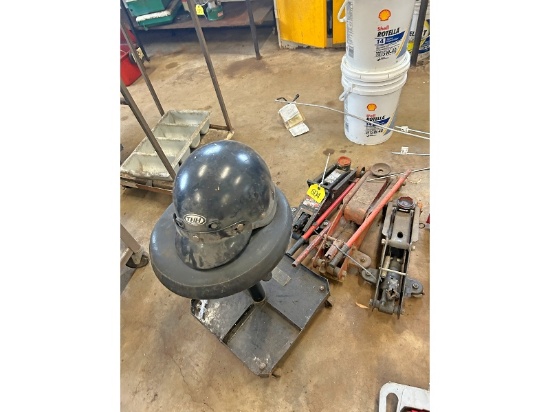 3 Floor Jacks, Helmet & Shop Stool