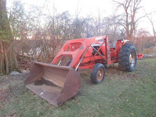 175 Allis Chalmers Diesel Tractor - Front End Loader, Material Bucket, Manure Fork, Runs Well