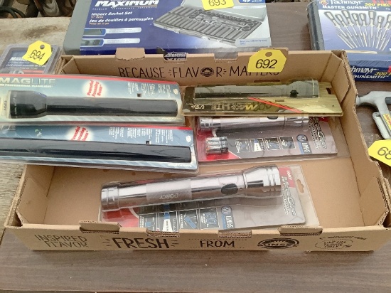 3 Maglite Flashlights & 2 Metal Gear Flashlights