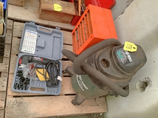 Shop Vac, Dremel & Parts Bin