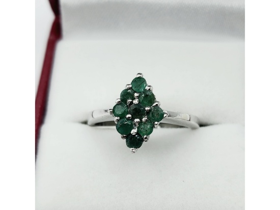 Sterling Silver 2.1 mm Natural Emerald Ring