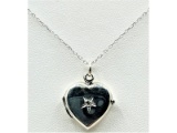 Sterling Silver 1.15 mm 1 Diamond Locket Pendant With Sterling Silver Chain
