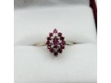 10kt Yellow Gold 4.08 x 2.1mm Natural Enhanced Ruby With Diamond Ring