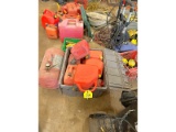 Tote of Gas Cans & Air Pig