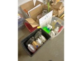 4 Boxes Containing Lubricants, Cleaners, Wheel Wrench, Roof Jacks, Sprayer and Base