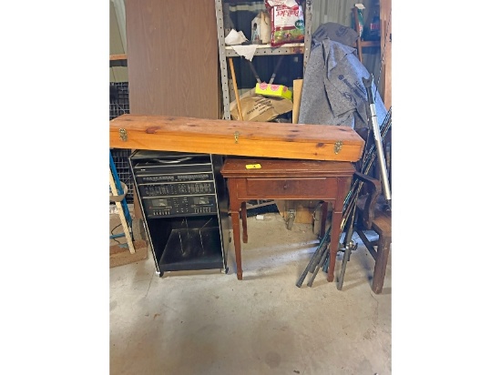 Desk, Stereo & Wooden Box