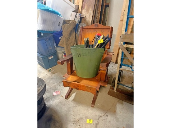 Pool Cues, Fishing Net & Rocking Chair