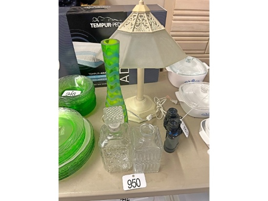 Decanters, Vase & Lamp