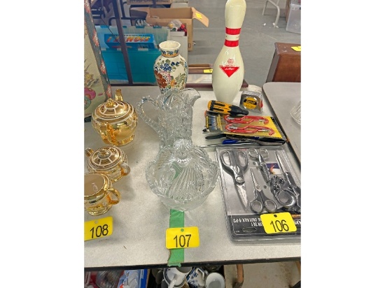 Painted Vase & Crystal Pieces