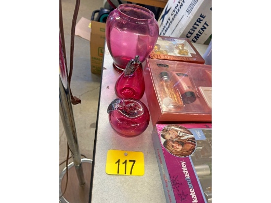 3 Pieces of Cranberry Glass