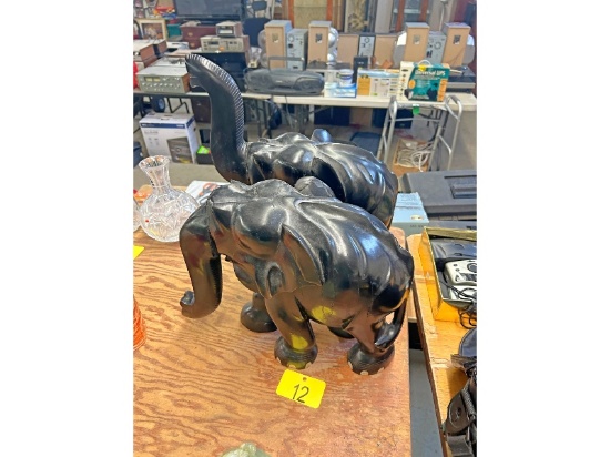 2 Hand Carved Heavy Elephants