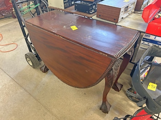 Carved Claw Foot Drop Leaf Table