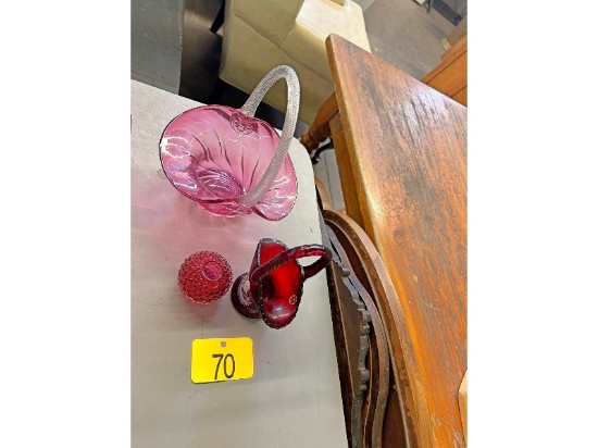 3 Pieces of Cranberry Glass