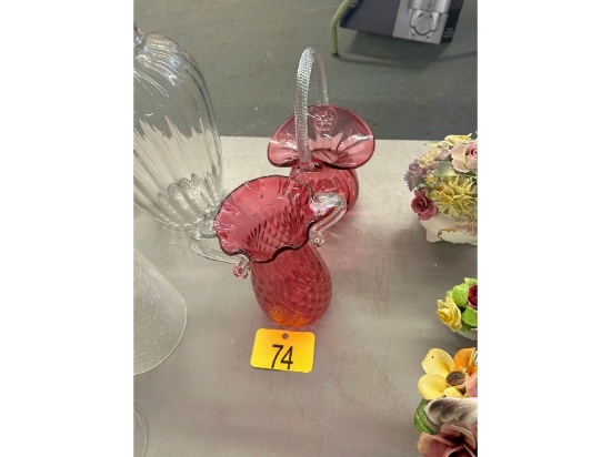 2 Cranberry Glass Pieces