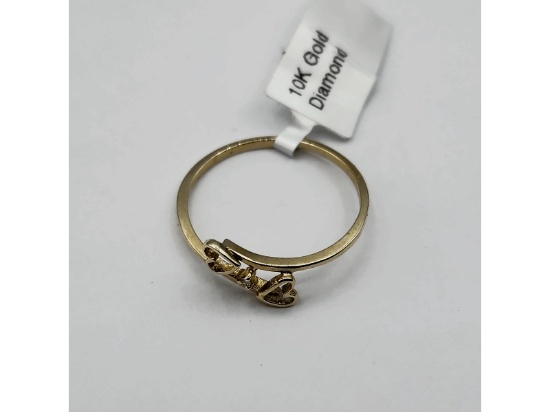 10KT Yellow Gold Diamond (0.01ct) Heart Ring