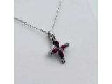 Sterling Silver Natural Enhanced Ruby (0.36ct) Pendant With CZ (0.03ct) And Sterling Silver Chain