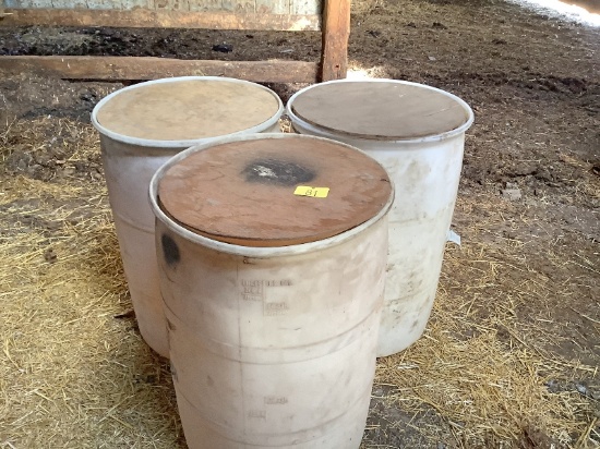 3 Poly Barrels With Lids