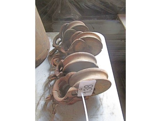 4 Antique Wooden Pulleys