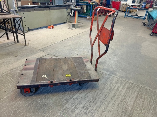 Steel Shop Cart on Dollies with Handle - 4'x32"