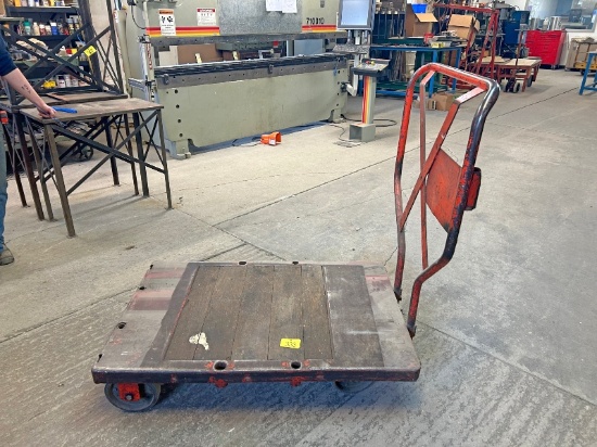 Steel Shop Cart on Dollies with Handle - 4'x32"