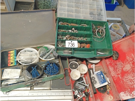 3 Storage Containers of Assorted Fasteners