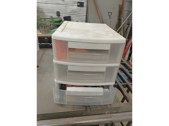 3 Drawer Bin With Chainsaw Parts & Chains
