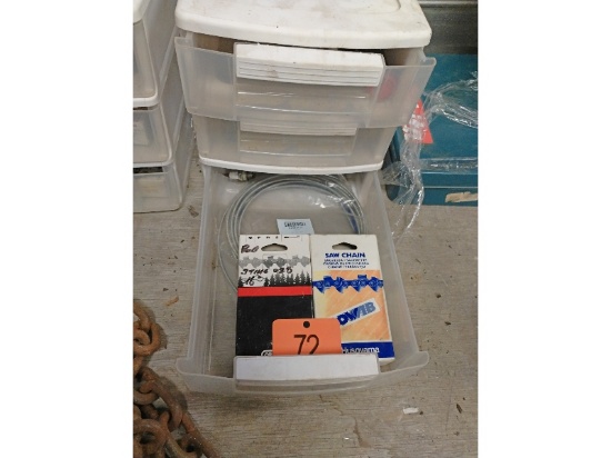 3 Drawer Bin With Chainsaw Parts & Chains