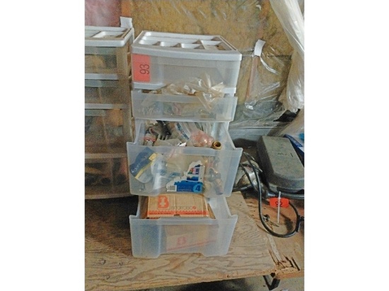 4 Drawer Tote of Plumbing Supplies & Fasteners