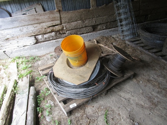 Skid with Cable & Wire Plus Spools of Electric Wire