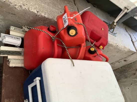 Gas Cans, Cooler & Blinds