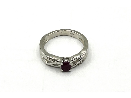 Sterling Silver Natural Enhanced Ruby Ring, Size 7, Retail $400.00. Ruby is the birthstone for July.