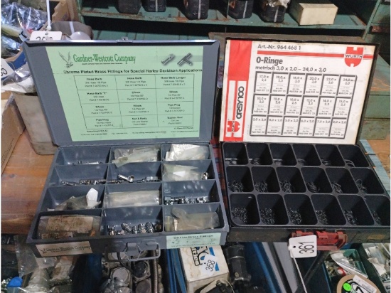 2 Parts Bins of O-Rings & Line Fittings