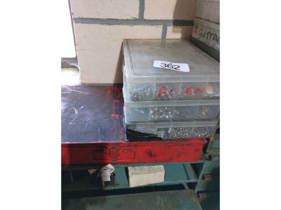 4 Parts Bins of Chrome & Stainless Steel Fasteners